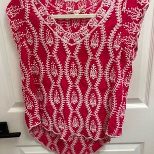 Solitaire Hot Pink Embroidered V-Neck Camisole